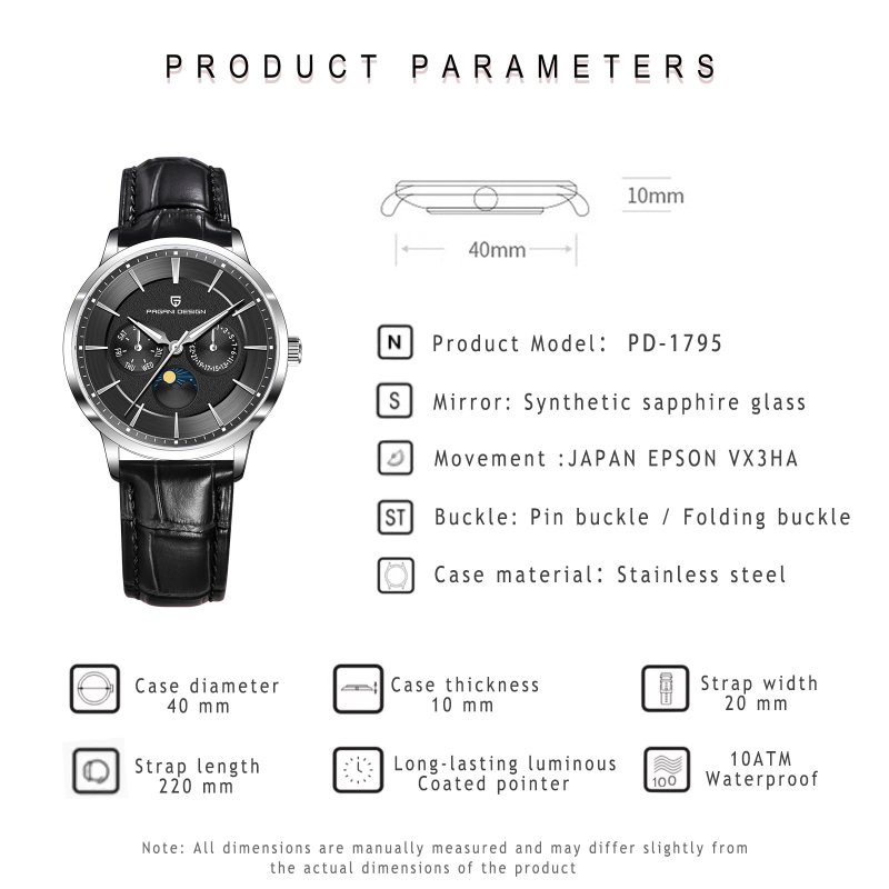 Pagani Design PD-1795 Herenhorloge - Japans Quartz & Saffierglas – afbeelding 6