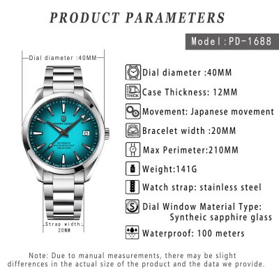 Thumbnail van Pagani Design Classic Automatisch Herenhorloge - Wit Wijzerplaat & Saffierglas
