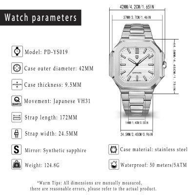 Thumbnail van Pagani Design PD-YS019 Herenhorloge - Saffierglas & Japans Uurwerk