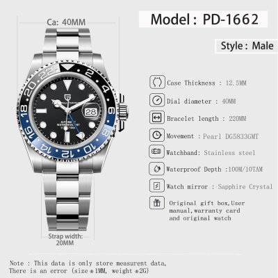 Thumbnail van Pagani Design PD-1662 GMT Herenhorloge - Keramische Bezel & Saffierglas