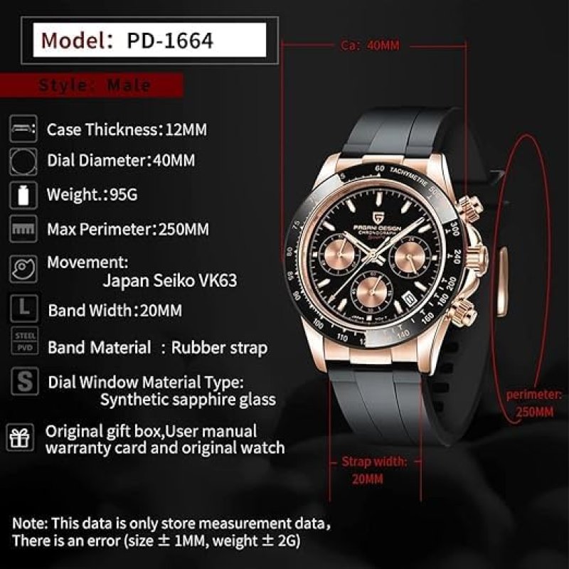 Pagani Design PD-1644 Chronograaf - Japans Uurwerk & Saffierglas – afbeelding 6