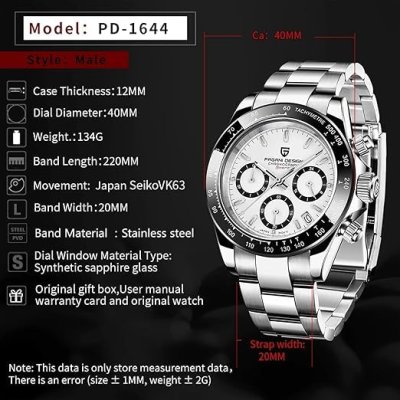 Thumbnail van Pagani Design PD-1644 Herenhorloge - Saffierglas & Chronograaf