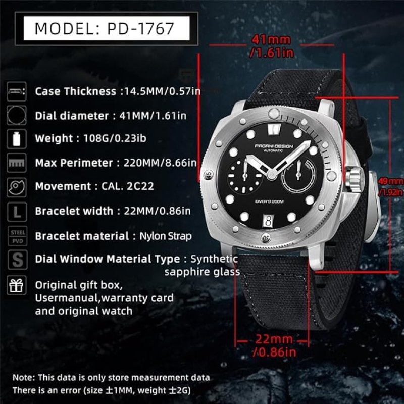 Pagani Design PD-1767 Automatisch Herenhorloge – 41mm & 200M Waterdicht – afbeelding 5