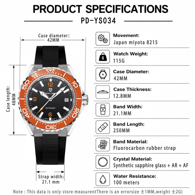 Pagani Design PD-YS034 Herenhorloge - Miyota 8215 & Keramische Bezel – afbeelding 2