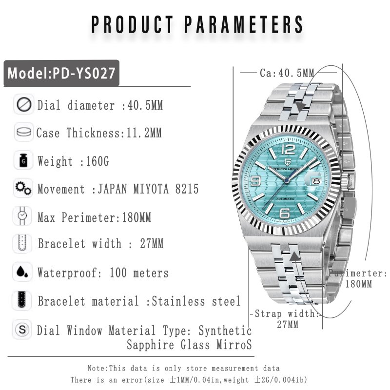 Pagani Design YS027 Herenhorloge - Japans Uurwerk & Saffierglas – afbeelding 6